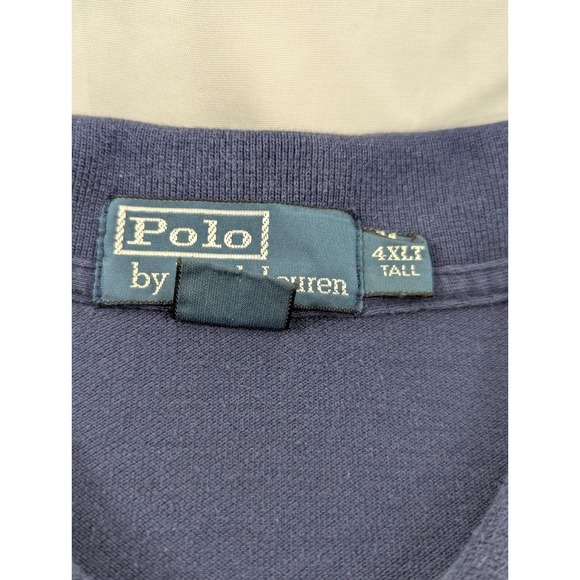 Vintage Polo Ralph Lauren Long Sleeve‎ Polo Shirt Size 4XLT 4XL Tall Blue Collar - Picture 4 of 9